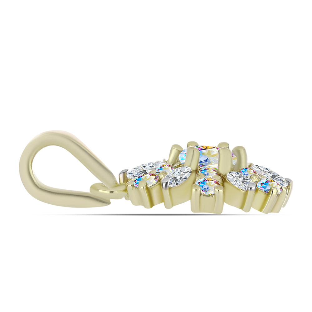 Pandantiv din Argint 925 Placat cu Aur ( 1.35 grame ) cu Moissanit de Gheață și Zircon Alb 0.76 Carate 2 