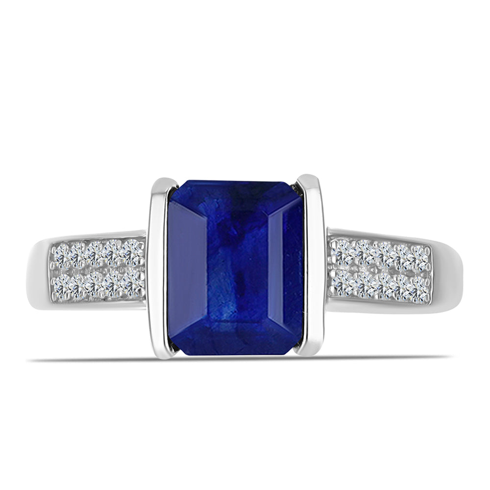 Inel din Argint 925 ( 2.96 grame ) cu Safir Albastru Australian și Topaz Alb 2.58 Carate