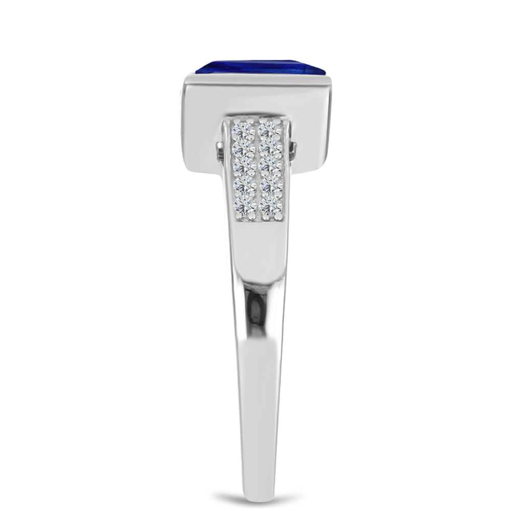 Inel din Argint 925 ( 2.96 grame ) cu Safir Albastru Australian și Topaz Alb 2.58 Carate