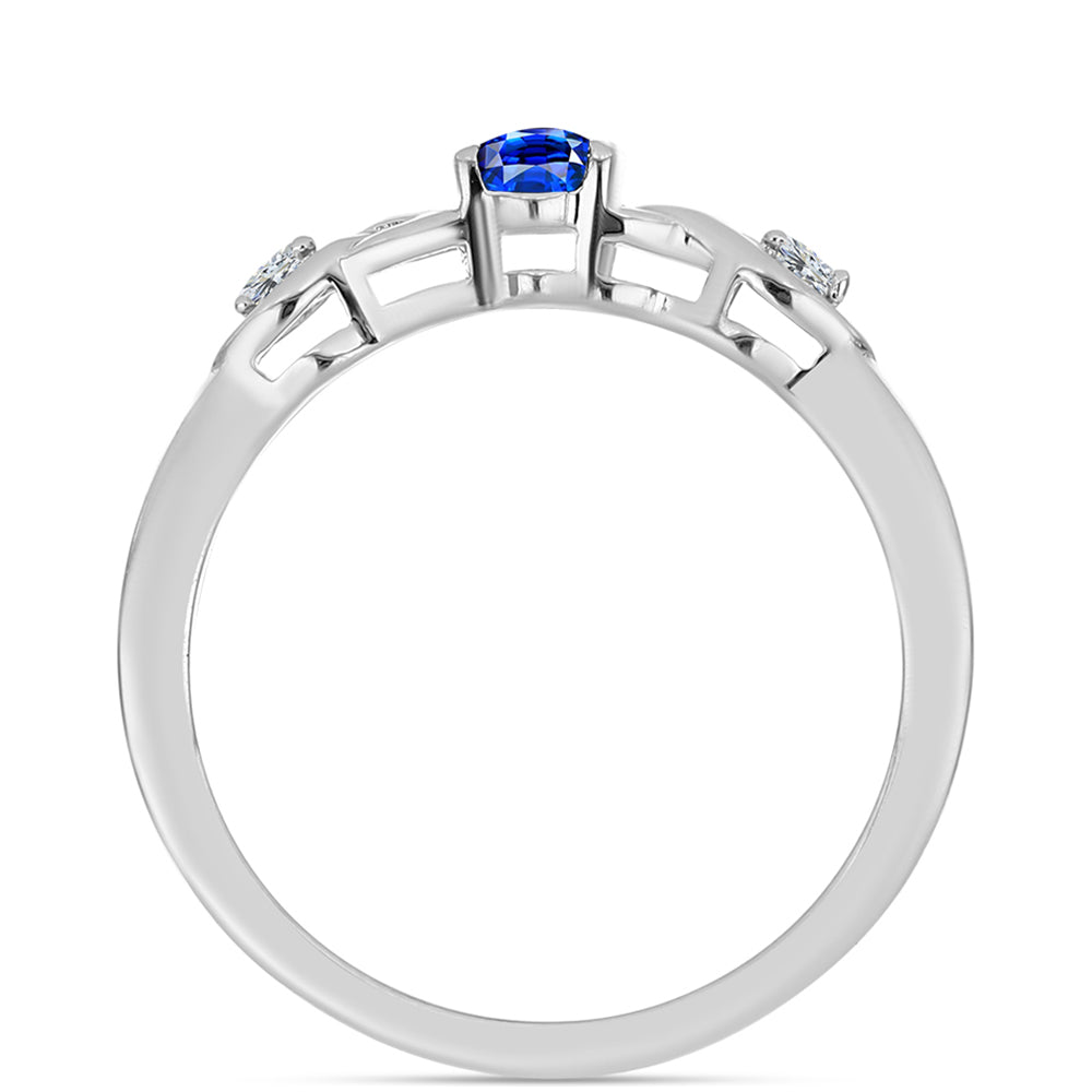 Inel din Argint 925 ( 1.88 grame ) cu Safir Albastru Australian și Topaz Alb 0.38 Carate 2 