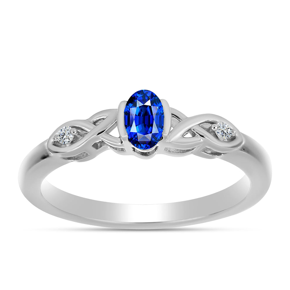 Inel din Argint 925 ( 1.88 grame ) cu Safir Albastru Australian și Topaz Alb 0.38 Carate 3 