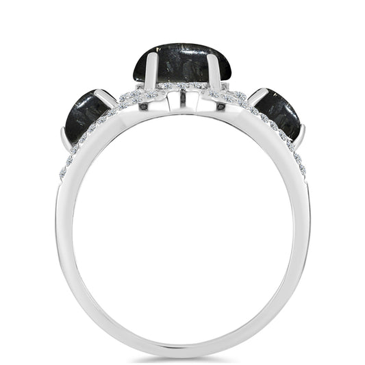 Inel din Argint 925 ( 2.35 grame ) cu Jasp Picasso și Topaz Alb 2.48 Carate