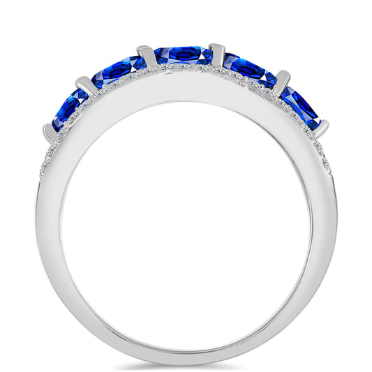 Inel din Argint 925 ( 3.57 grame ) cu Safir Albastru Australian și Topaz Alb 2.23 Carate