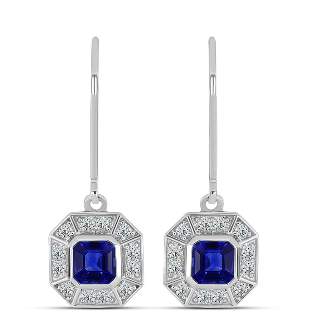 Cercei din Argint 925 ( 2.4 grame ) cu Safir Albastru Australian și Topaz Alb 1.35 Carate 1 
