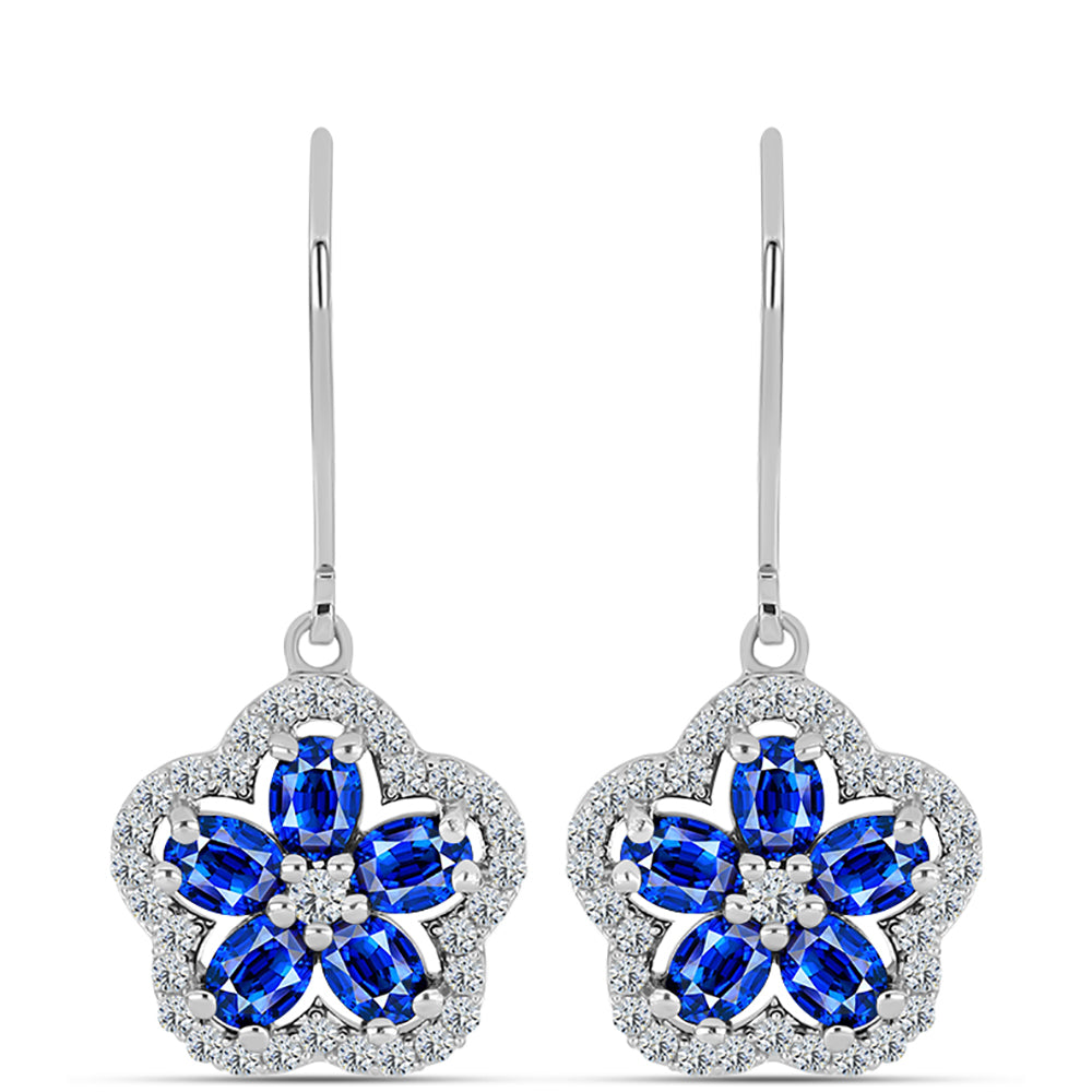 Cercei din Argint 925 ( 2.62 grame ) cu Safir Albastru Australian și Topaz Alb 3.1 Carate