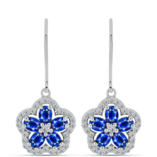 Cercei din Argint 925 ( 2.62 grame ) cu Safir Albastru Australian și Topaz Alb 3.1 Carate