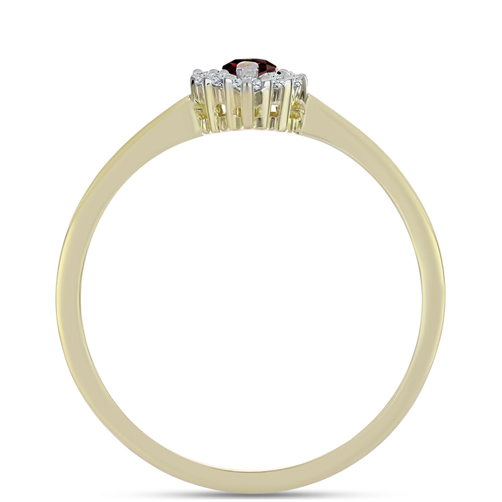 Inel din Argint 925 Placat cu Aur ( 2.08 grame ) cu Granat Barton și Topaz Alb 0.52 Carate