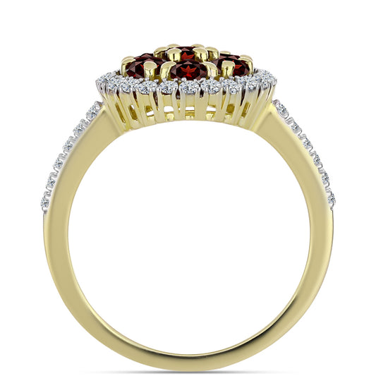 Inel din Argint 925 Placat cu Aur ( 3.01 grame ) cu Granat Barton și Topaz Alb 1.24 Carate