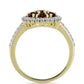 Inel din Argint 925 Placat cu Aur ( 3.01 grame ) cu Granat Barton și Topaz Alb 1.24 Carate