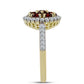 Inel din Argint 925 Placat cu Aur ( 3.01 grame ) cu Granat Barton și Topaz Alb 1.24 Carate
