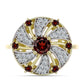 Inel din Argint 925 Placat cu Aur ( 3.89 grame ) cu Granat Barton și Topaz Alb 1.34 Carate
