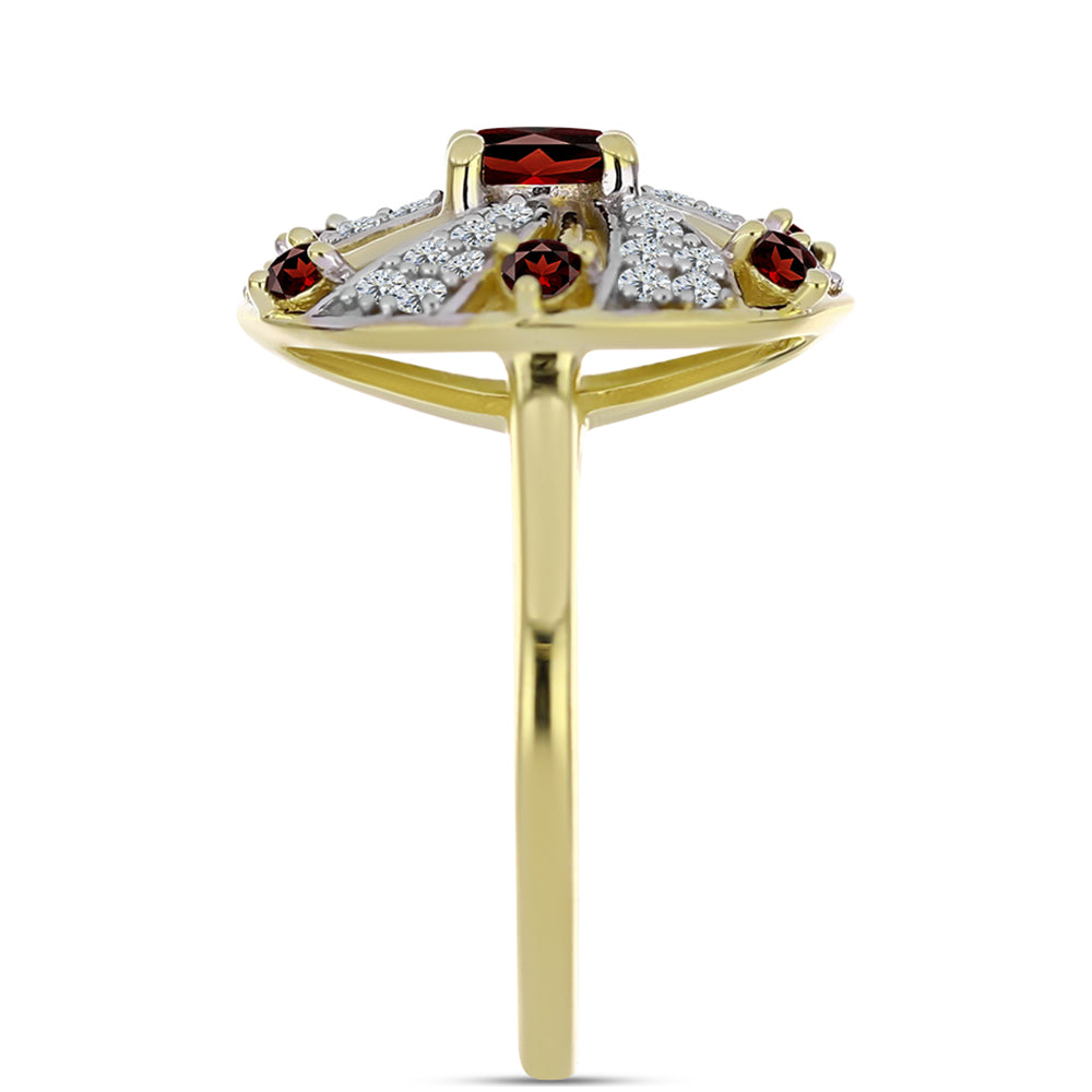 Inel din Argint 925 Placat cu Aur ( 3.89 grame ) cu Granat Barton și Topaz Alb 1.34 Carate
