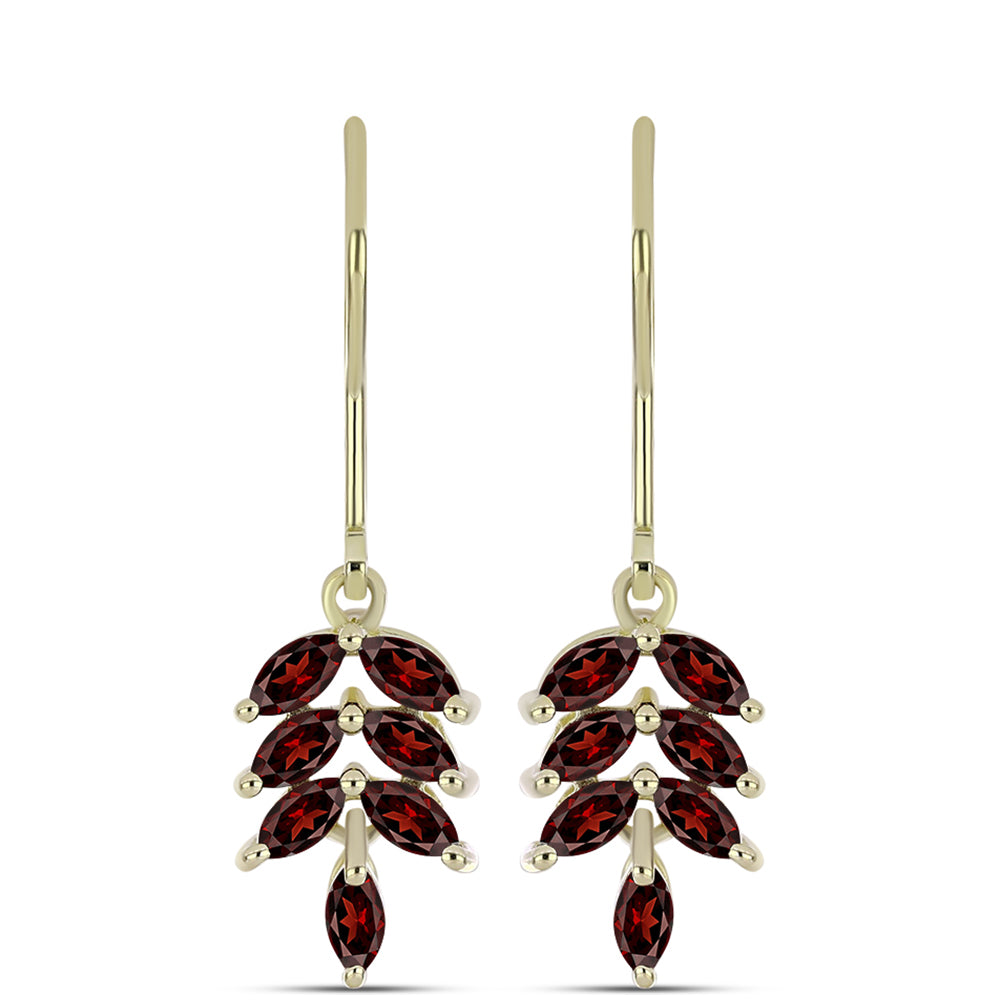 Cercei din Argint 925 Placat cu Aur ( 2.32 grame ) cu Granat Barton 1.46 Carate 1 