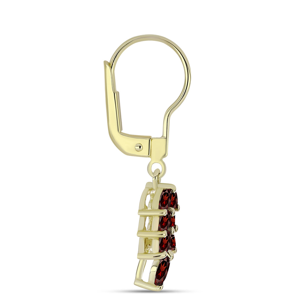 Cercei din Argint 925 Placat cu Aur ( 2.32 grame ) cu Granat Barton 1.46 Carate 2 