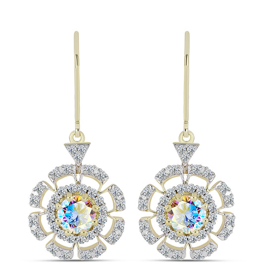 Cercei din Argint 925 Placat cu Aur ( 3.64 grame ) cu Moissanit de Gheață și Topaz Alb 2.44 Carate