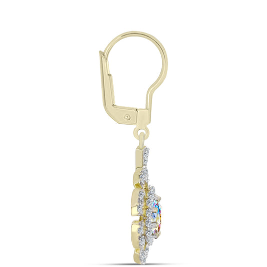 Cercei din Argint 925 Placat cu Aur ( 3.64 grame ) cu Moissanit de Gheață și Topaz Alb 2.44 Carate