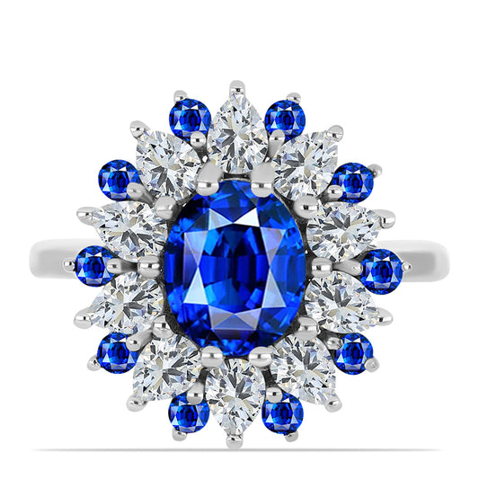 Inel din Argint 925 ( 3.1 grame ) cu Safir Albastru Australian și Topaz Alb 4.94 Carate