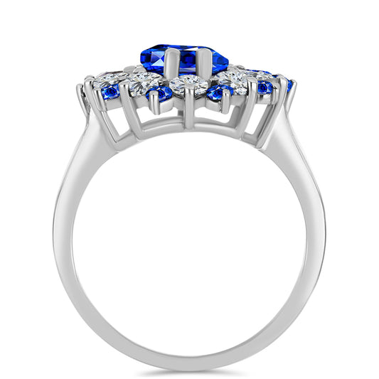 Inel din Argint 925 ( 3.1 grame ) cu Safir Albastru Australian și Topaz Alb 4.94 Carate