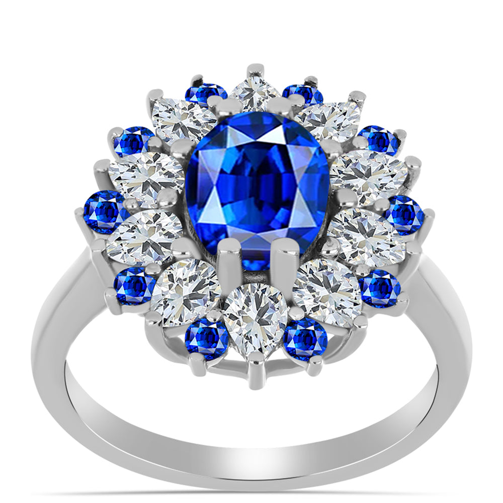 Inel din Argint 925 ( 3.1 grame ) cu Safir Albastru Australian și Topaz Alb 4.94 Carate 3 