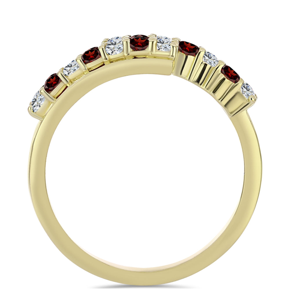 Inel din Argint 925 Placat cu Aur ( 2.27 grame ) cu Granat Barton și Topaz Alb 0.55 Carate 3 