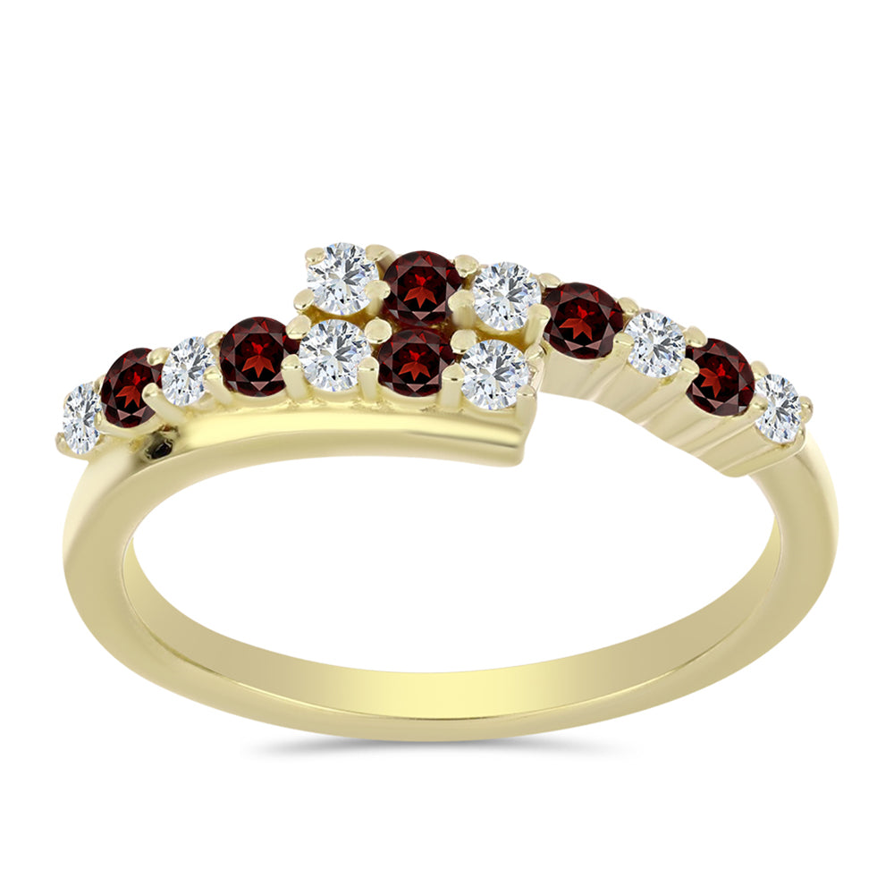 Inel din Argint 925 Placat cu Aur ( 2.27 grame ) cu Granat Barton și Topaz Alb 0.55 Carate 1 