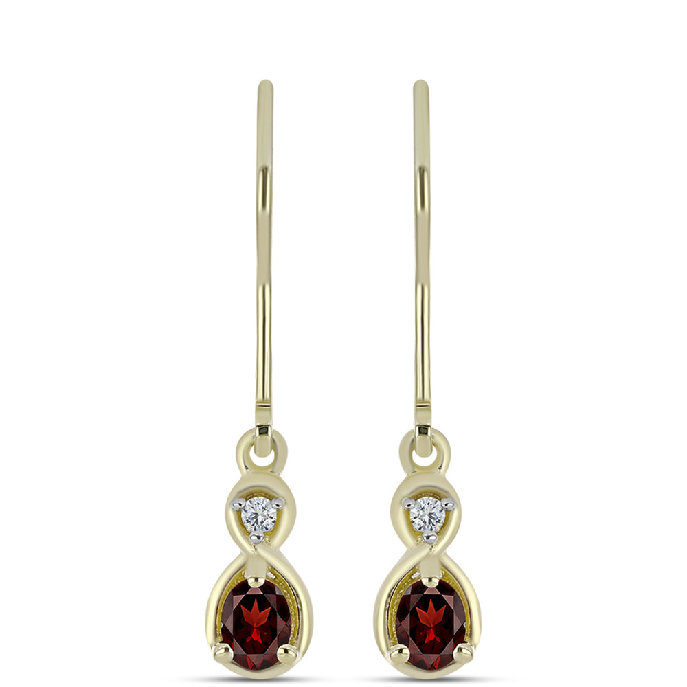 Cercei din Argint 925 Placat cu Aur ( 1.72 grame ) cu Granat Barton și Topaz Alb 0.46 Carate