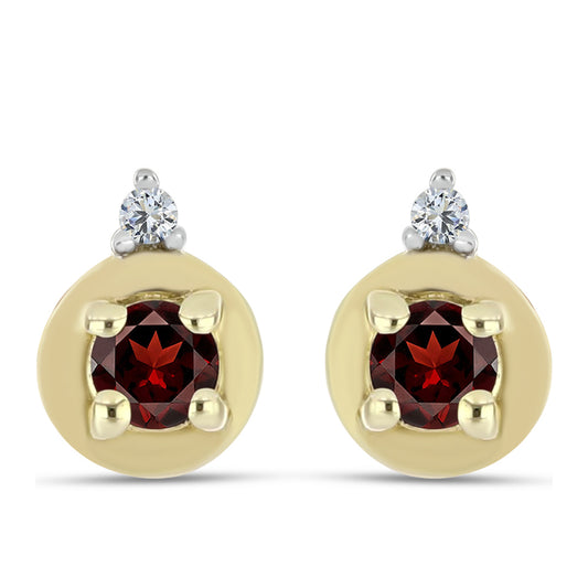 Cercei din Argint 925 Placat cu Aur ( 1.31 grame ) cu Granat Barton și Topaz Alb 0.28 Carate