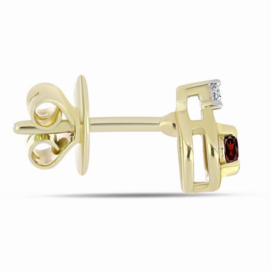 Cercei din Argint 925 Placat cu Aur ( 1.31 grame ) cu Granat Barton și Topaz Alb 0.28 Carate