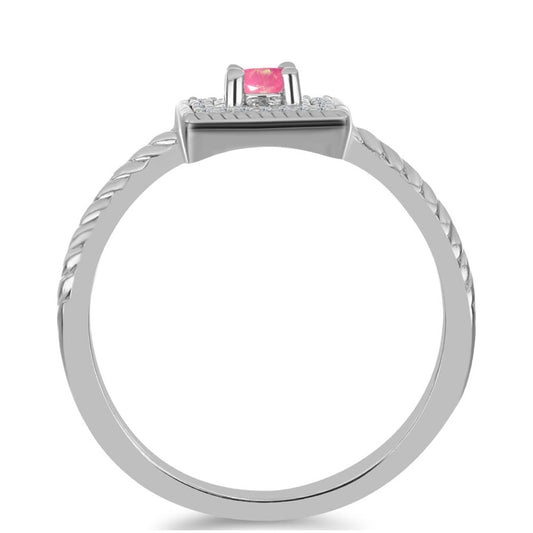 Inel din Argint 925 ( 2.92 grame ) cu Opal Lega Dembi Roz și Topaz Alb 0.19 Carate