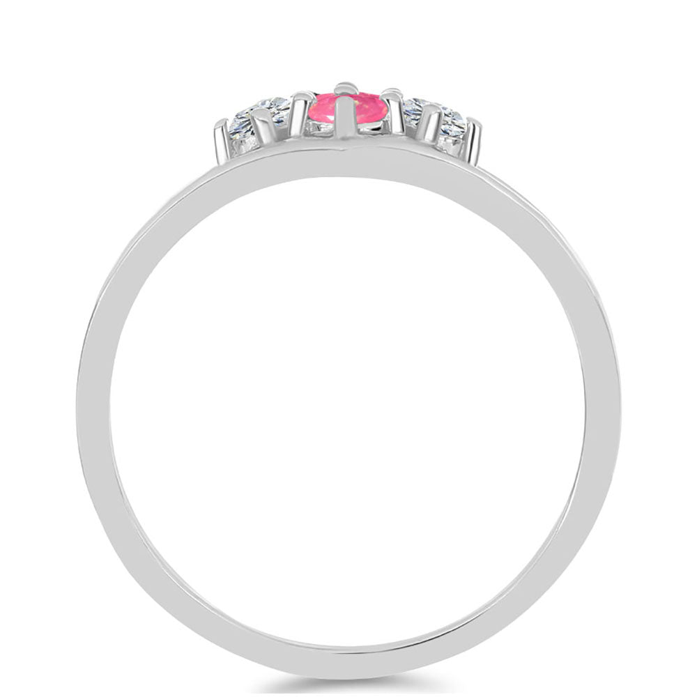 Inel din Argint 925 ( 2.25 grame ) cu Opal Lega Dembi Roz și Topaz Alb 0.41 Carate 2 