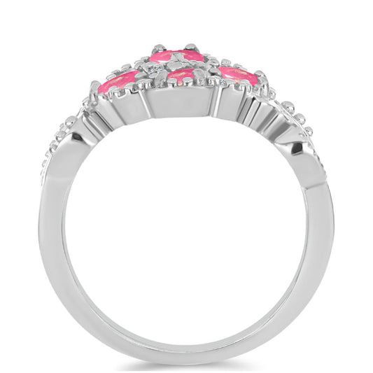 Inel din Argint 925 ( 4.09 grame ) cu Opal Lega Dembi Roz și Topaz Alb 0.97 Carate