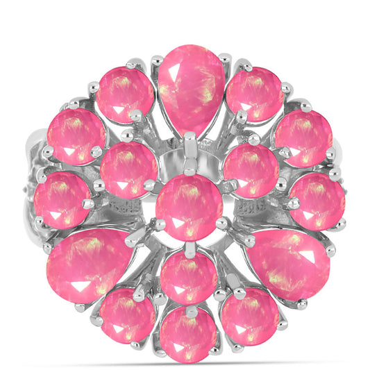 Inel din Argint 925 ( 5.08 grame ) cu Opal Lega Dembi Roz și Topaz Alb 2.36 Carate