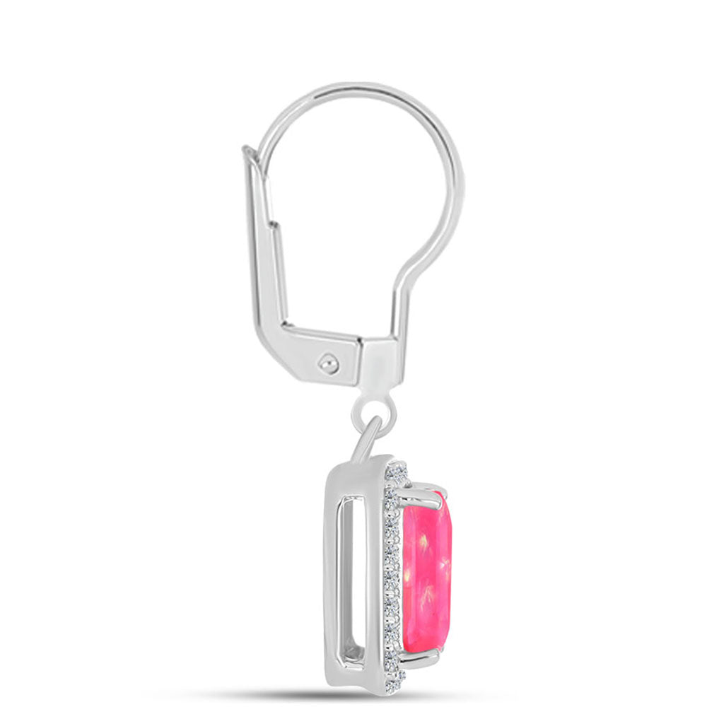 Cercei din Argint 925 ( 3.45 grame ) cu Opal Lega Dembi Roz și Topaz Alb 2.3 Carate 2 