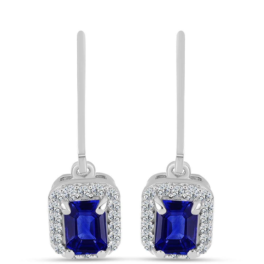 Cercei din Argint 925 ( 2.36 grame ) cu Safir Albastru Australian și Topaz Alb 1.99 Carate 1 