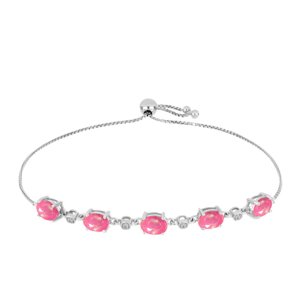 Brățară din Argint 925 ( 4.24 grame ) cu Opal Lega Dembi Roz și Topaz Alb 2.36 Carate