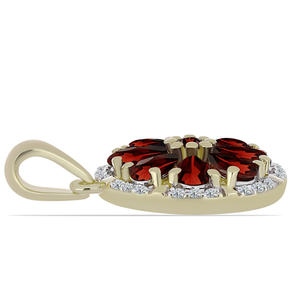 Pandantiv din Argint 925 Placat cu Aur ( 2.18 grame ) cu Granat Barton și Topaz Alb 2.4 Carate