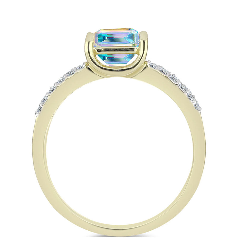 Inel din Argint 925 Placat cu Aur ( 3.55 grame ) cu Moissanit de Gheață și Topaz Alb 2.17 Carate