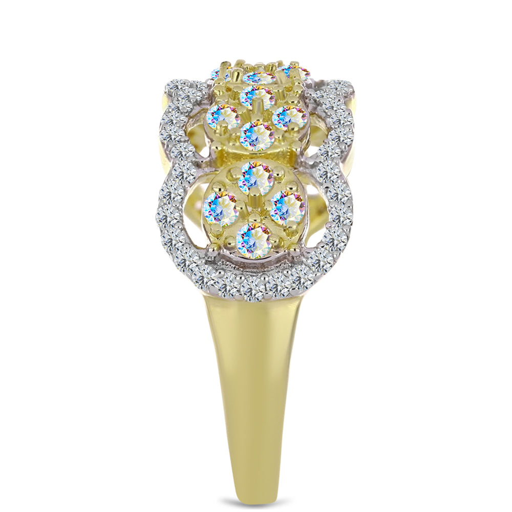 Inel din Argint 925 Placat cu Aur ( 4.01 grame ) cu Moissanit de Gheață și Topaz Alb 1.01 Carate 4 