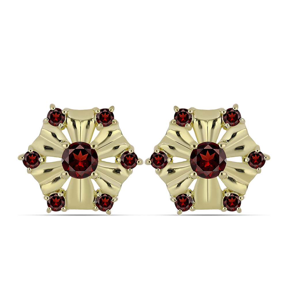 Cercei din Argint 925 Placat cu Aur ( 4.92 grame ) cu Granat Barton 2.22 Carate