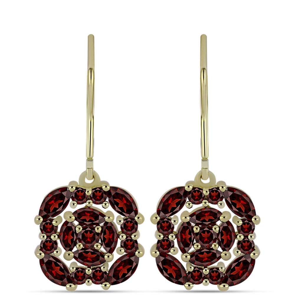 Cercei din Argint 925 Placat cu Aur ( 3.38 grame ) cu Granat Barton 3.3 Carate 1 