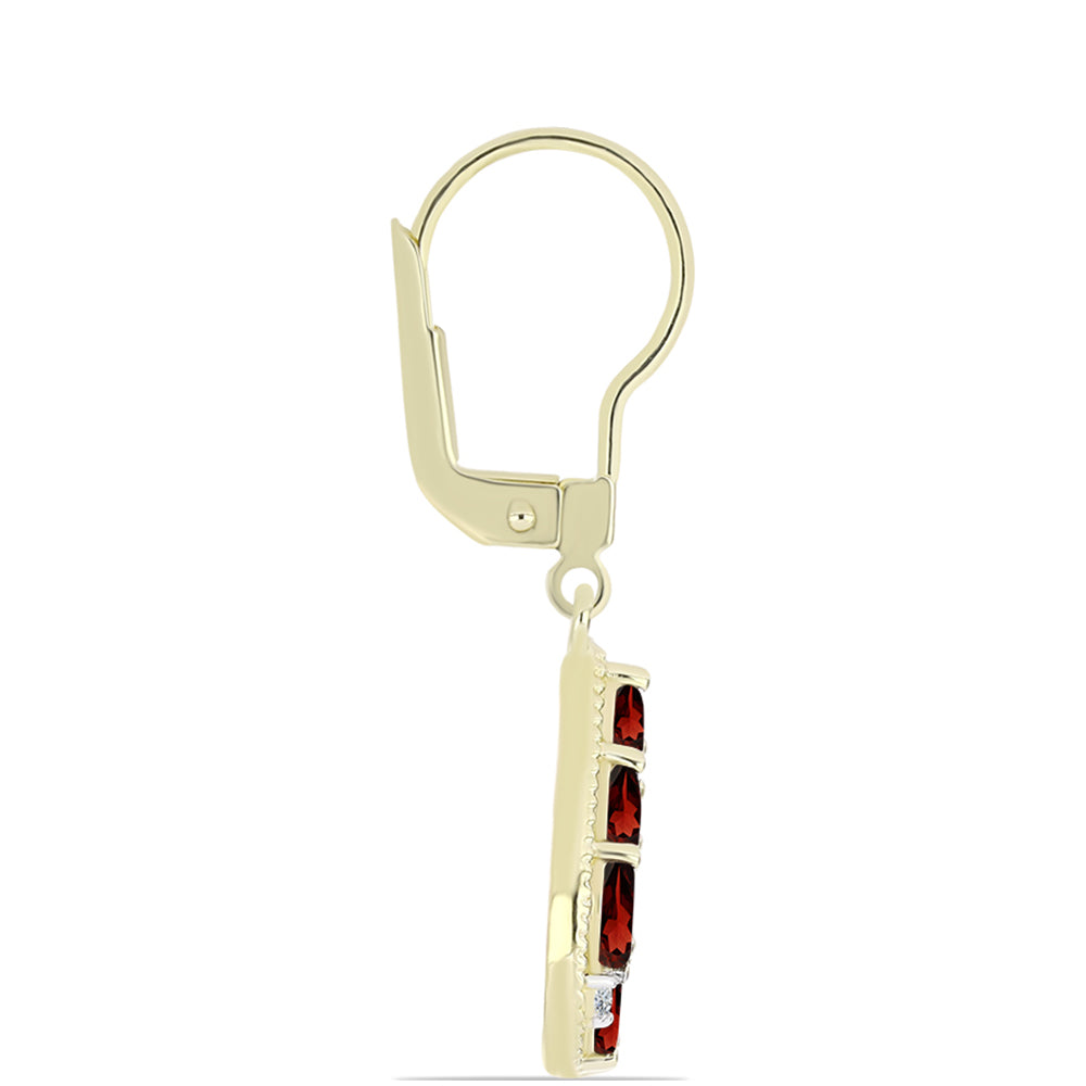 Cercei din Argint 925 Placat cu Aur ( 2.75 grame ) cu Granat Barton și Topaz Alb 1.91 Carate 2 