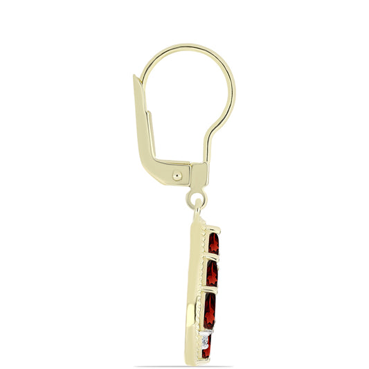 Cercei din Argint 925 Placat cu Aur ( 2.75 grame ) cu Granat Barton și Topaz Alb 1.91 Carate