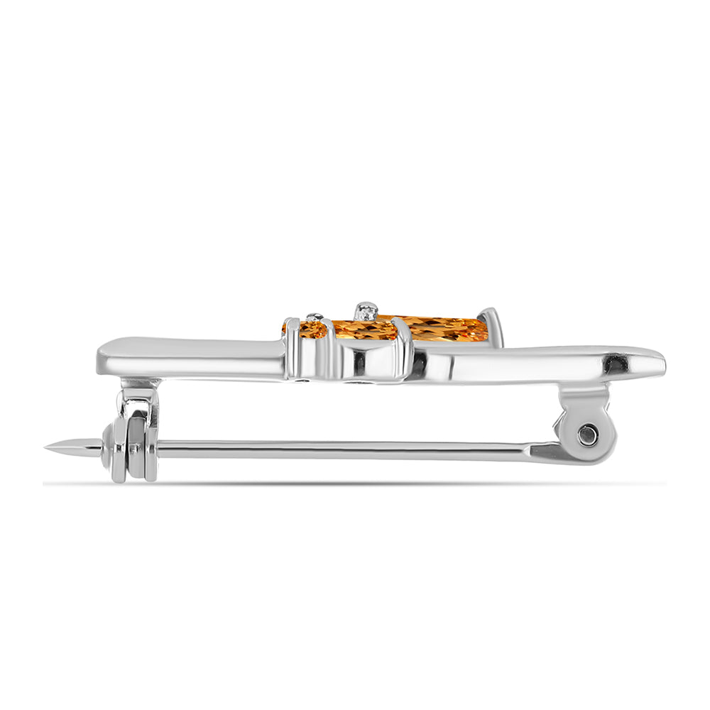 Broşă din Argint 925 ( 1.81 grame ) cu Topaz Galben Imperial 0.48 Carate 2 