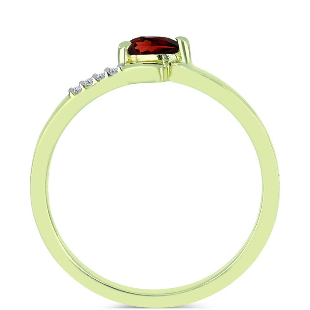 Inel din Argint 925 Placat cu Aur ( 1.49 grame ) cu Granat Barton și Topaz Alb 0.28 Carate