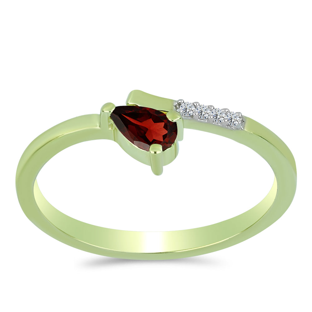 Inel din Argint 925 Placat cu Aur ( 1.49 grame ) cu Granat Barton și Topaz Alb 0.28 Carate