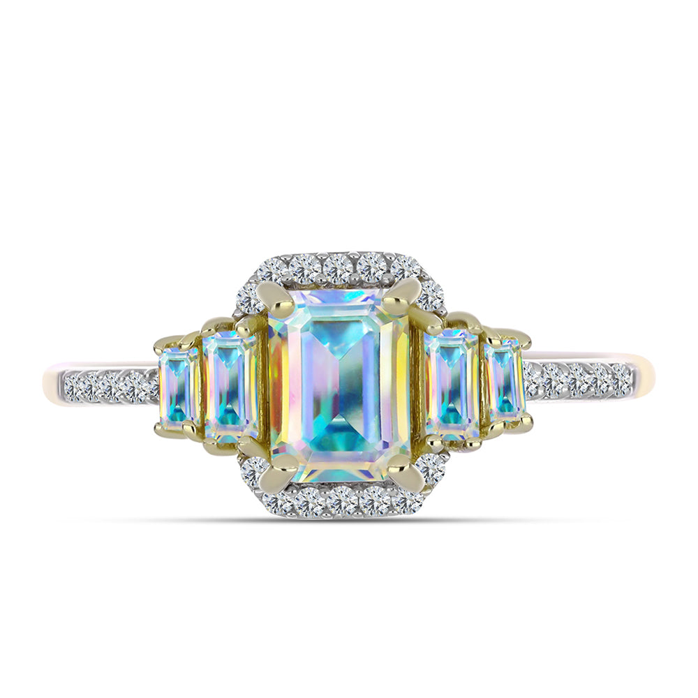 Inel din Argint 925 Placat cu Aur ( 2.54 grame ) cu Moissanit de Gheață și Zircon Alb 1.56 Carate 1 