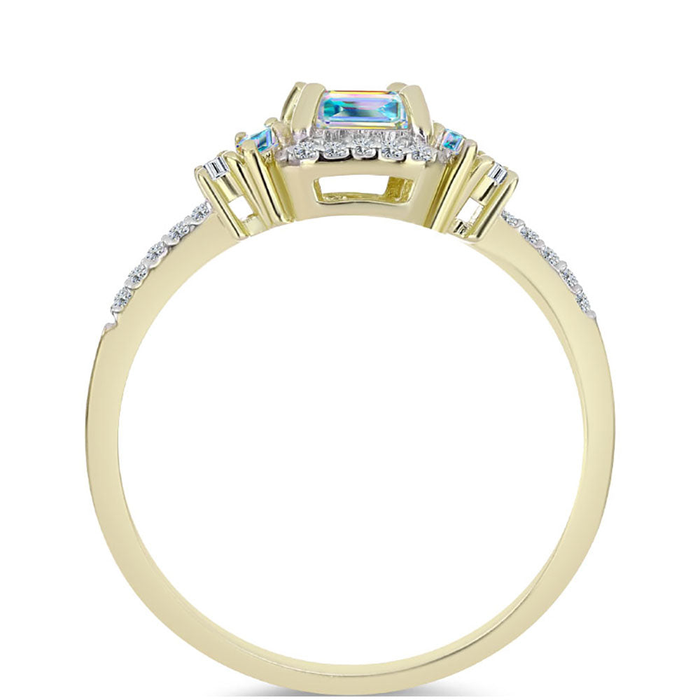 Inel din Argint 925 Placat cu Aur ( 2.54 grame ) cu Moissanit de Gheață și Zircon Alb 1.56 Carate
