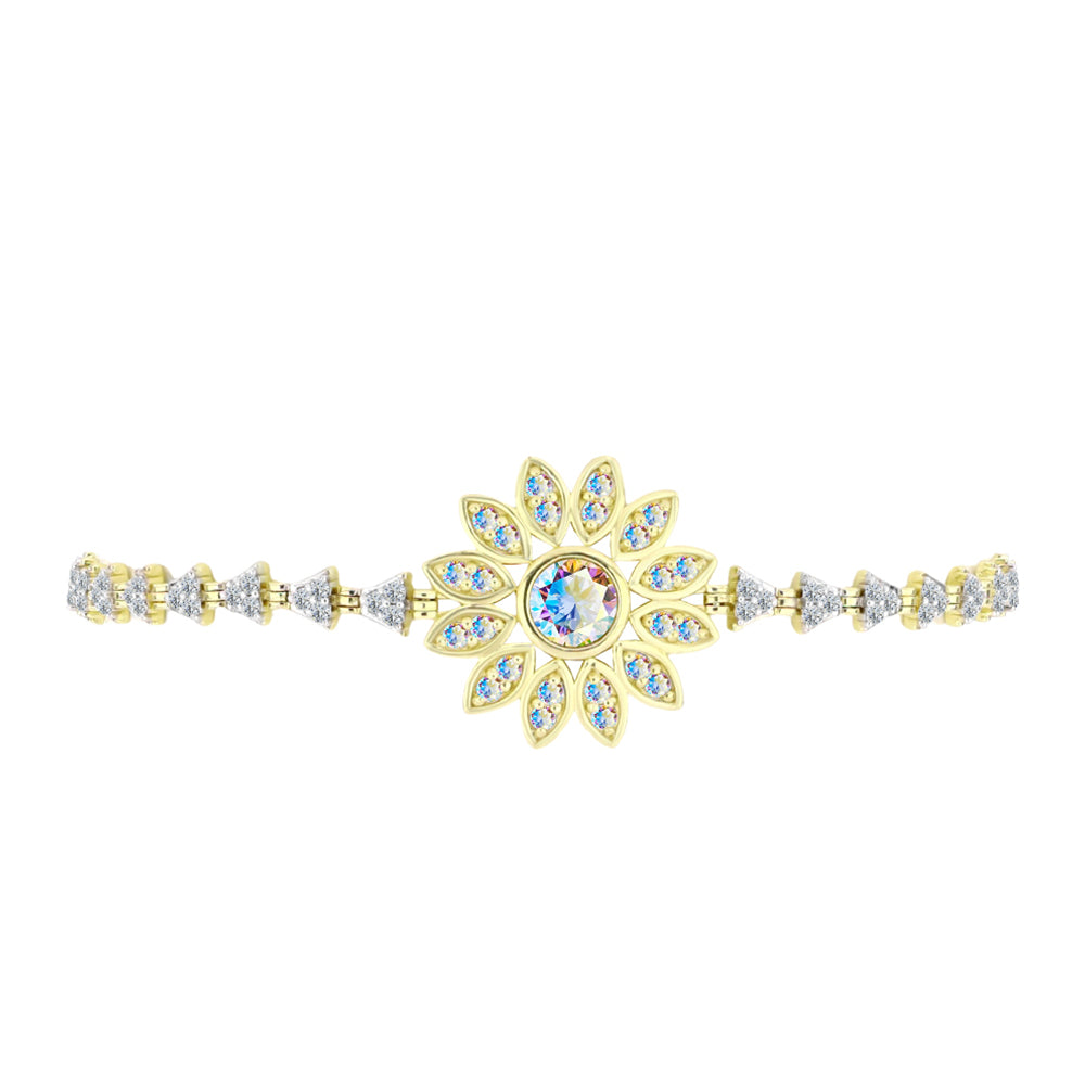Brățară din Argint 925 Placat cu Aur ( 7.95 grame ) cu Moissanit de Gheață și Topaz Alb 2.32 Carate