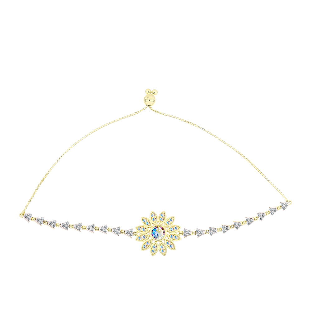 Brățară din Argint 925 Placat cu Aur ( 7.95 grame ) cu Moissanit de Gheață și Topaz Alb 2.32 Carate 1 