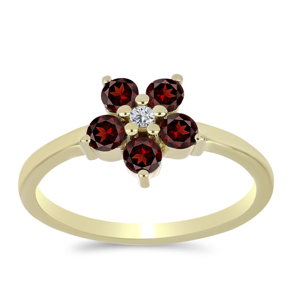 Inel din Argint 925 Placat cu Aur ( 2.06 grame ) cu Granat Barton și Topaz Alb 0.69 Carate